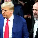 Donald Trump en compagnie de Dana White lors de l'UFC 290. 