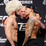 Face à face entre Khabib Nurmagomedov et Dustin Poirier