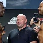 Francis Ngannou et Ciryl Gane à la pesée de l'UFC 270