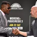 Francis Ngannou et Dana White lors de l'UFC 270. 