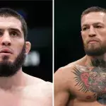 Islam Makhachev et Conor McGregor dans la cage de l'UFC