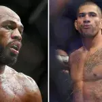 Jon Jones et Alex Pereira dans la cage de l'UFC