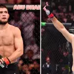 Khabib Numragomedov et Ikram Aliskerov dans la cage de l'UFC