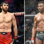 Magomed Ankalaev et Francis Ngannou dans la cage