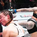 Nora Cornolle dans la cage de l'UFC