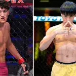Raul Rosas Jr. et Tatsuro Taira dans la cage de l'UFC
