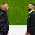 Renato Moicano et Benoit Saint-Denis en face à face avant leur combat à l'UFC Paris 2024. 