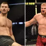 Stipe Miocic et Jan Blachowicz dans la cage de l'UFC
