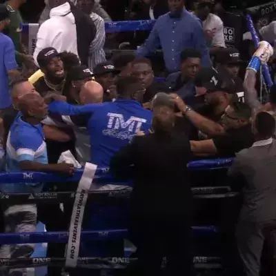 Bagarre générale lors du combat entre Mayweather et Gotti. 
