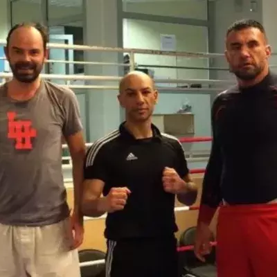 Jérôme Le Banner et Édouard Philippe à l'entrainement. 