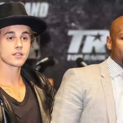 Justin Bieber en compagnie du boxeur Floyd Mayweather en 2015. 