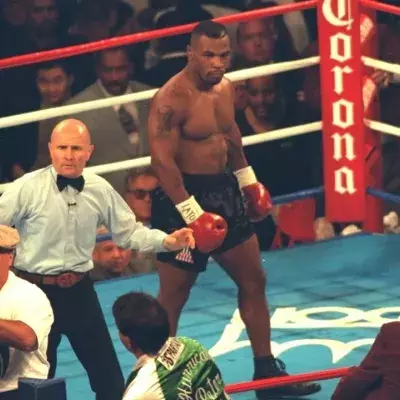 Mike Tyson avant son combat contre Peter McNeeley en 1995. 