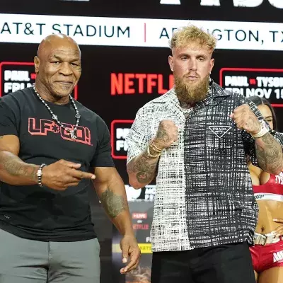 Mike Tyson et Jake Paul lors de la conférence de presse de présentation de leur combat.