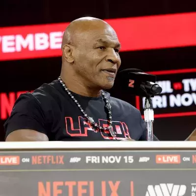 Mike Tyson, le 18 août 2024, à New-York lors de la présentation de son combat face à Jake Paul.