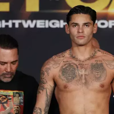 Ryan Garcia lors de la pesée avant son combat contre Devin Haney. 