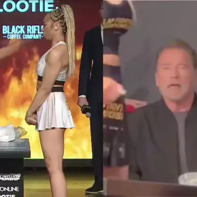 Arnold Schwarzenegger à un événement de slapboxing