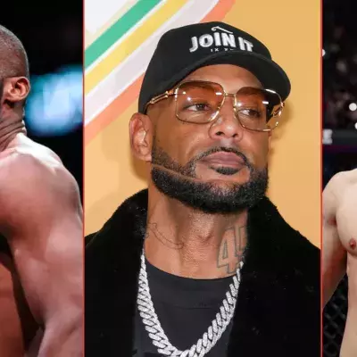 Cédric Doumbè à gauche, Booba au milieu et Baki à droite.