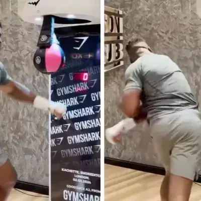 Francis Ngannou a obtenu le score maximal de 999 points à la machine à coups de poings. 