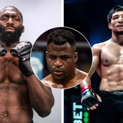 Francis Ngannou voit Cédric Doumbé avoir plus d'avantes que Baki dans leur combat au PFL Paris 2. 