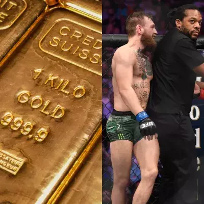 Khabib Nurmagomedov  et Conor McGregor séparé par Herb Dean