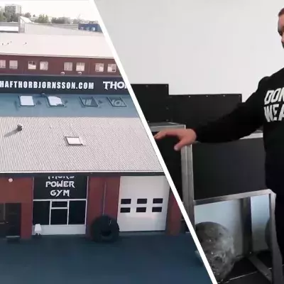 Haftor Bjornsson vous offre une visite guidée de sa nouvelle salle d'entrainement