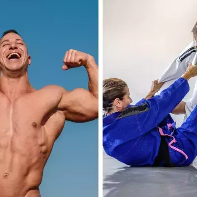 Bodybuilder et combattantes de Jiu Jitsu Brésilien