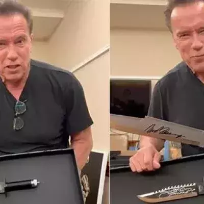 Schwarzenegger se moque du couteau de Stallone
