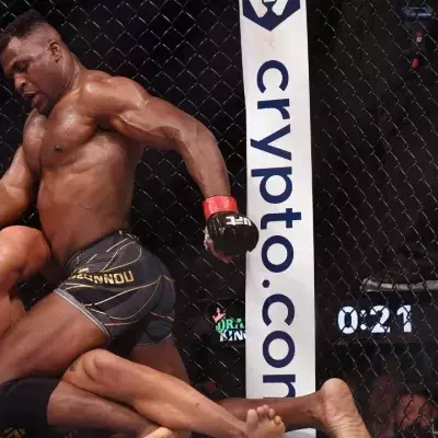 Francis Ngannou face à Ciryl Gane lors de l'UFC 270. 