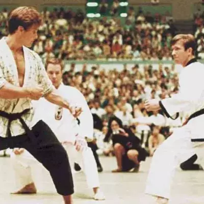 Joe Lewis et Chuck Norris en finale de All American Karate Championship en 1967. 