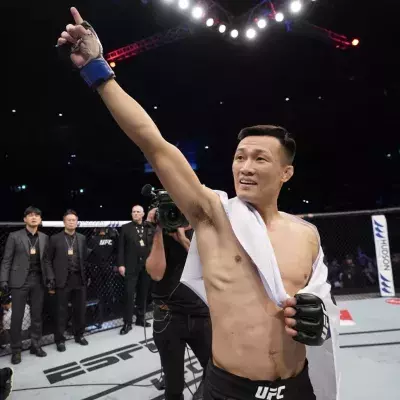 Le Korean Zombie après sa victoire à l'UFC face à Frankie Edgar 