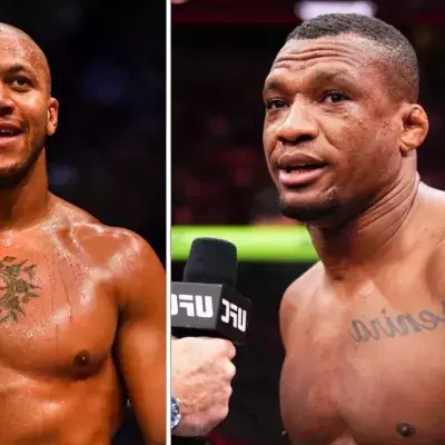 Ciryl Gane et Jailton Almeida dans la cage de l'UFC