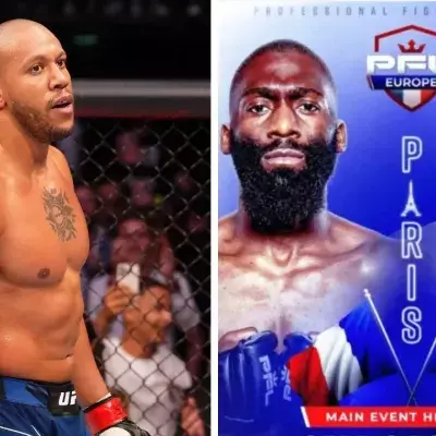 Ciryl Gane voit un combat disputé entre Cédric Doumbé et Baki au PFL Paris 2. 