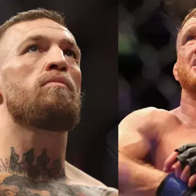 Conor McGregor et Justin Gaethje dans la cage 