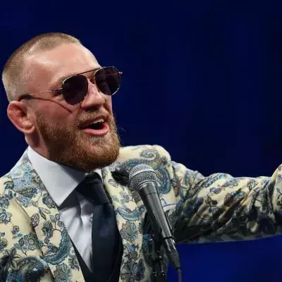 Conor McGregor lors de la conférence de presse de son combat face à Floyd Mayweather. 