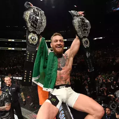 Conor McGregor lors de l'UFC 205 après sa victoire contre Eddie Alvarez. 
