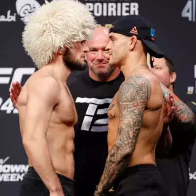 Face à face entre Khabib Nurmagomedov et Dustin Poirier
