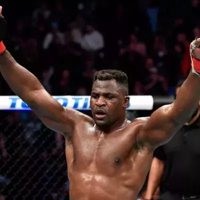Francis Ngannou après son combat face à Ciryl Gane lors de l'UFC 270
