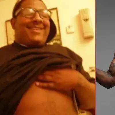 A gauche, Khalil Rountree en surpoids à l'adolescence. A droite, Khalil en forme et sous les couleurs de l'UFC.