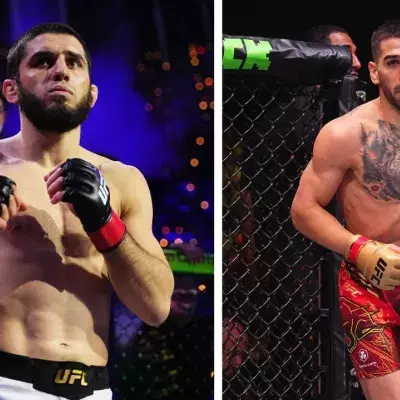 Islam Makhachev et Ilia Topuria.