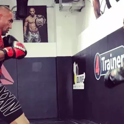Jérôme Le Banner et Fernand Lopez lors d'un entrainement au MMA Factory. 