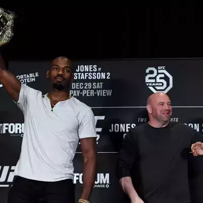 Jon Jones et Dana White en 2018 avant l'UFC 232.