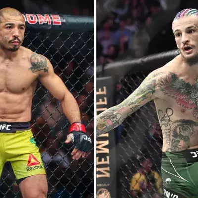  Jose Aldo et Sean O'Malley dans la cage de l'UFC