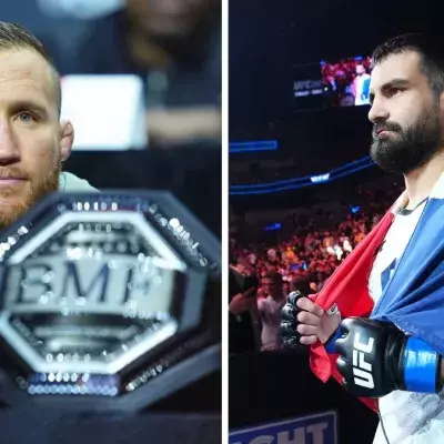 Justin Gaethje, champion BMF de l'UFC, et Benoit Saint-Denis. 