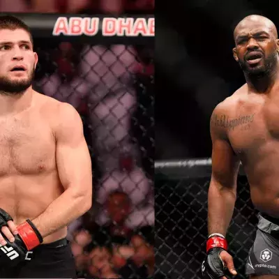 Khabib Nurmagomedov et Jon Jones dans la cage