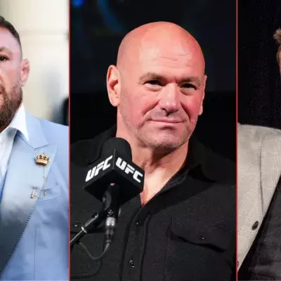 McGregor à gauche, Dana White au milieu et Canelo Alvarez à droite.