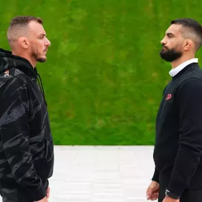 Renato Moicano et Benoit Saint-Denis en face à face avant leur combat à l'UFC Paris 2024. 