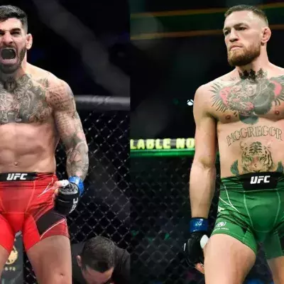 Topuria et McGregor dans la cage de l'UFC